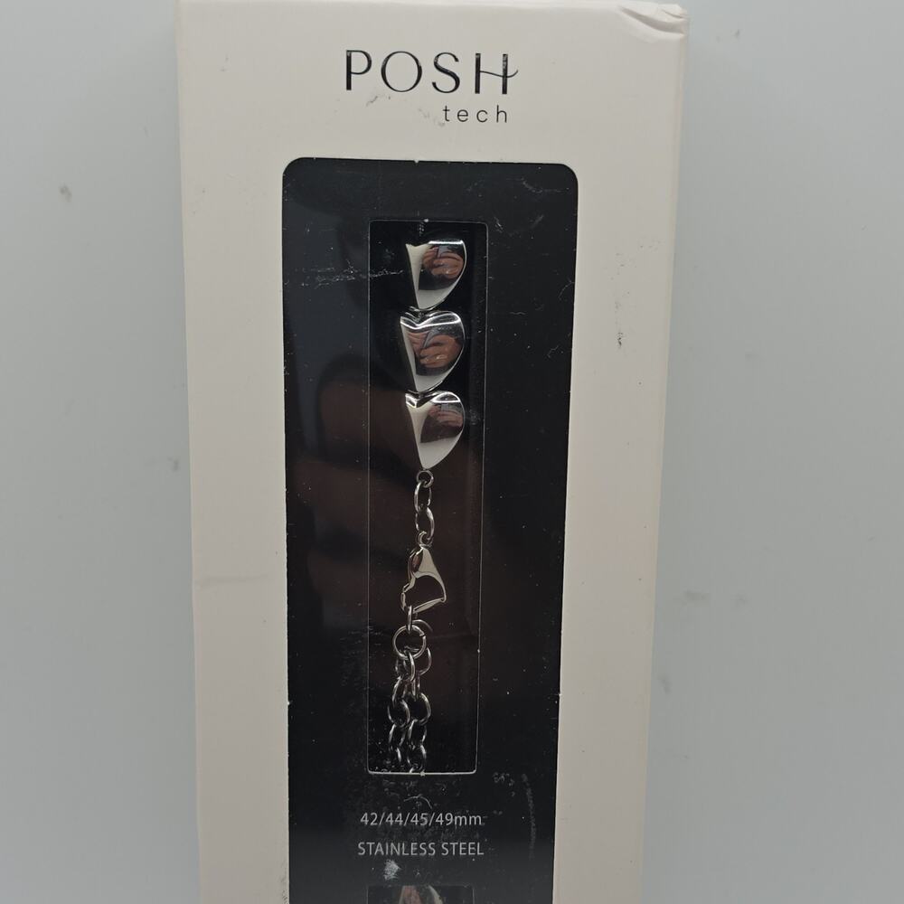 Posh Tech Stainless Steel Strap Band for Apple Watch 42/44/45/49mm Silver